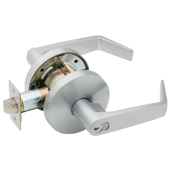 Falcon Grade 2 Entry Cylindrical Lock, SFIC Prep With Construction Core, Dane Lever, Standard Rose, Satin W501HD D 626 - main